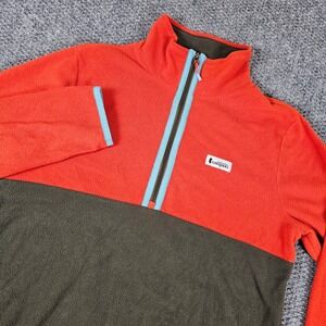 Cotopaxi Teca Fleece Quarter Zip Pullover Orange Olive Green Mens Medium‎